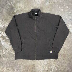 Carhartt Fleece Sweatshirt Size XXL Brown Mock Neck Full Zip Jacket K350 DKB